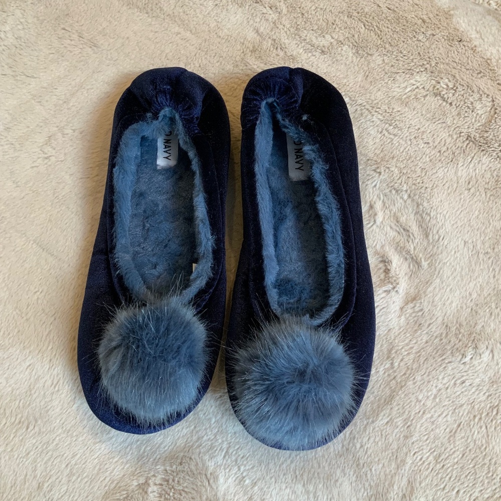 Old Navy Blue 8 Velvet Slippers Soft Cottagecore Scandi Coquette Coastal